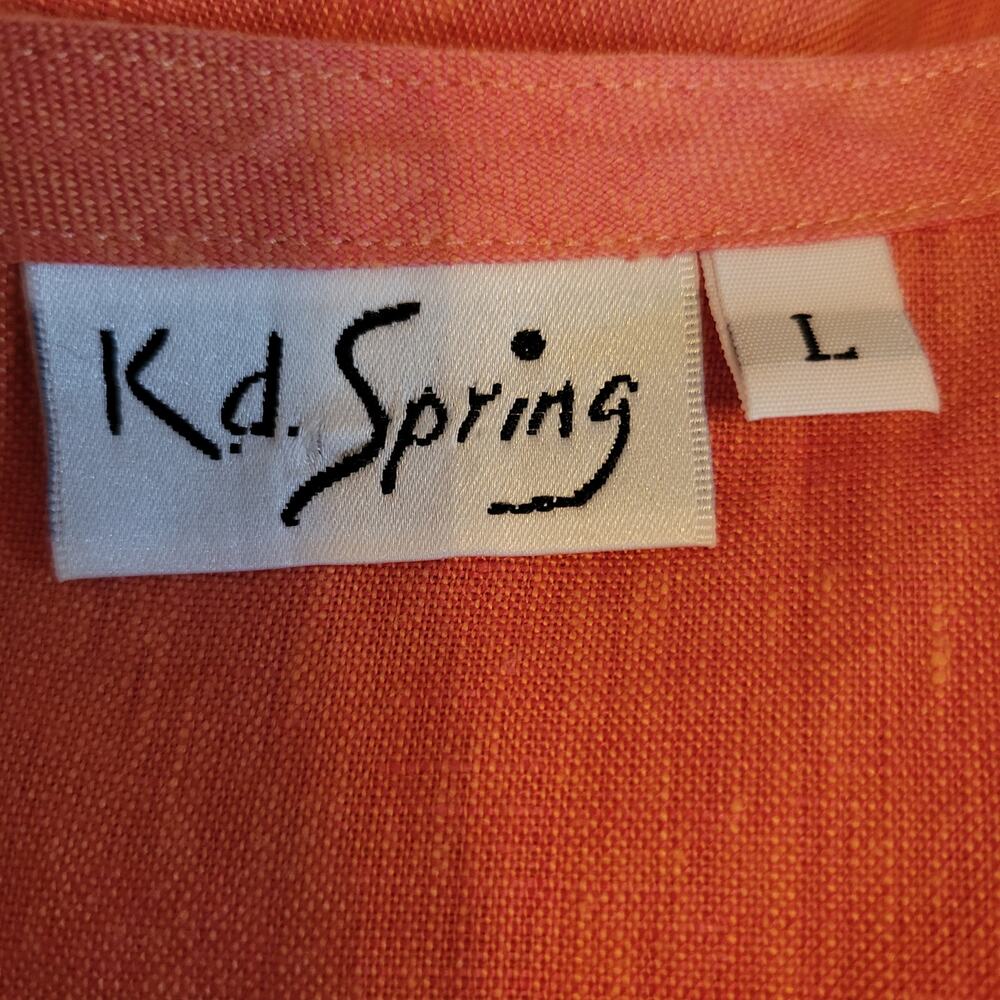 K.D. Spring 1 Button Linen Cardigan Blazer 3/4 Sleeve Orange Wearable Art Size L - Picture 2 of 10